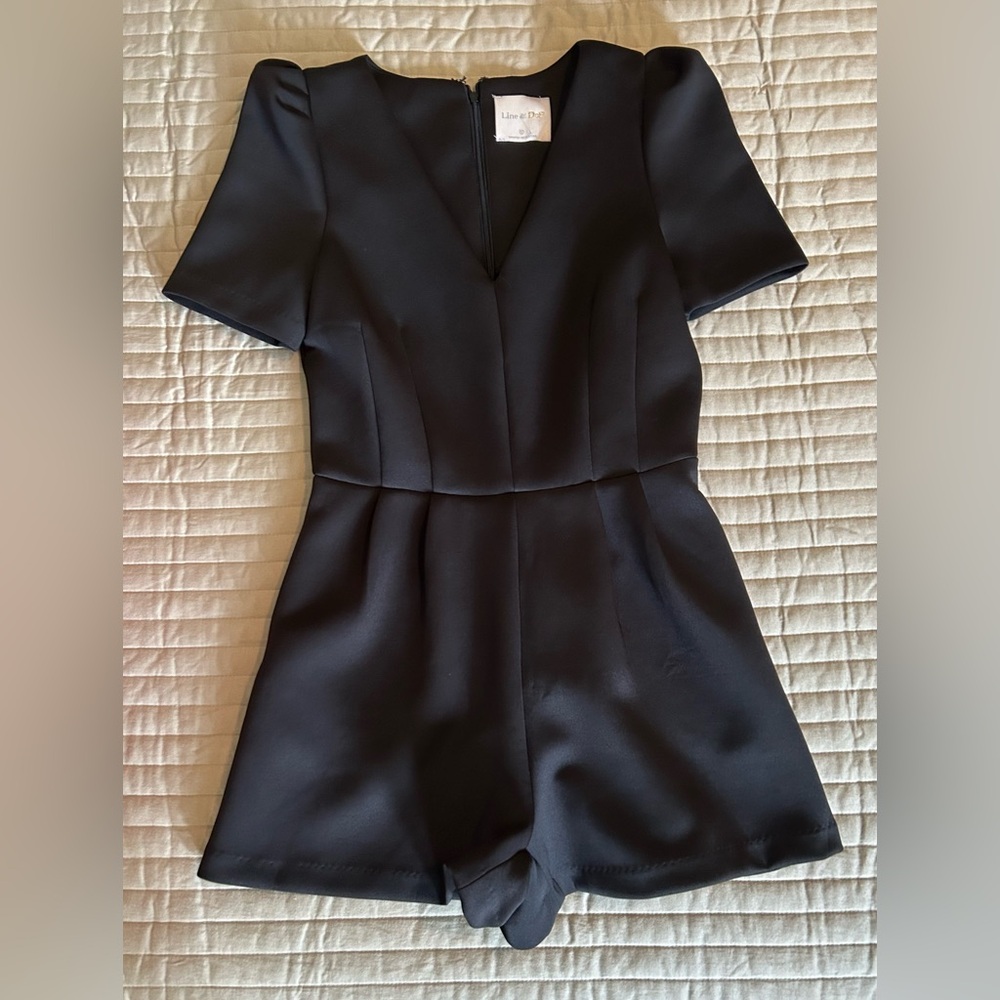 Line & Dot Elegant Black Short Romper/Jumpsuit